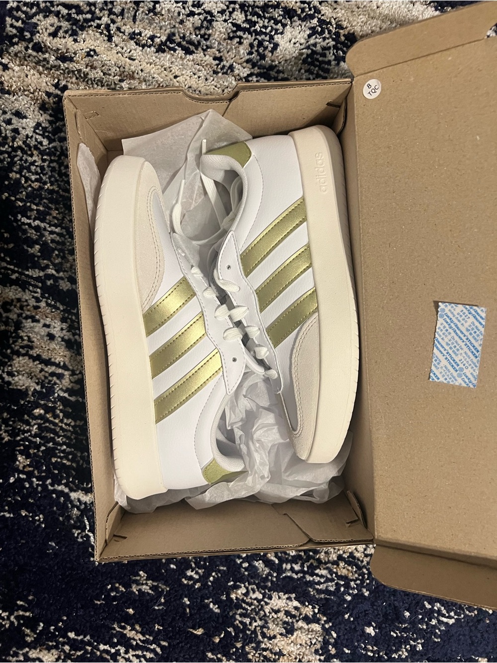 adidas Women's White and Olive Green Sneakers